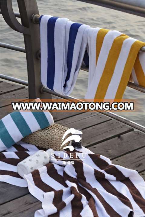 Wholesale Hotel 100 Cotton Yarn Dyed Stripe Swimming Beach Towel